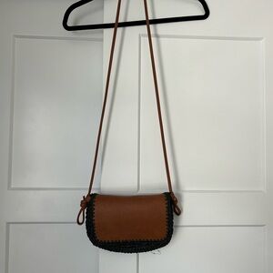 Brown / black knit leather purse- perfect for beach days